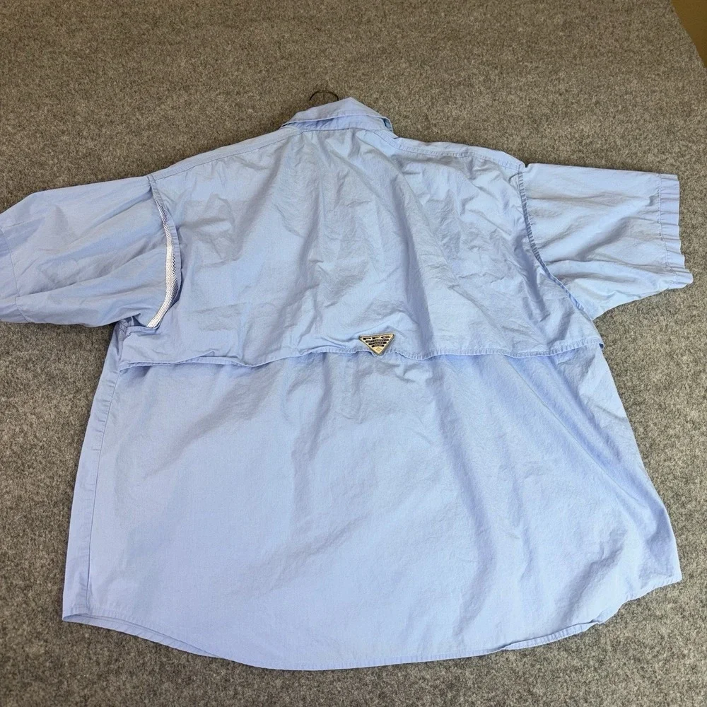 Columbia PFG Shirt Men's XL Light Blue Short Sleeve Fishing‎ Outdoor Button Down